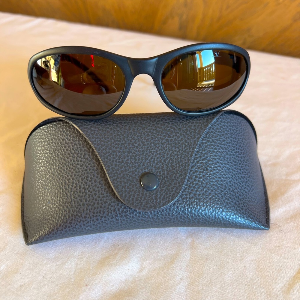 VUARNET POUILLOUX FRANCE 023 BLACK POLARIZED SPORT WRAP SUNGLASSES